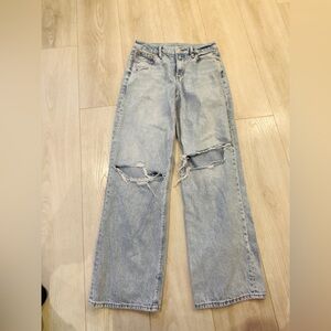 American Eagle Outfitters Light Blue Ripped Straight Leg Jeans